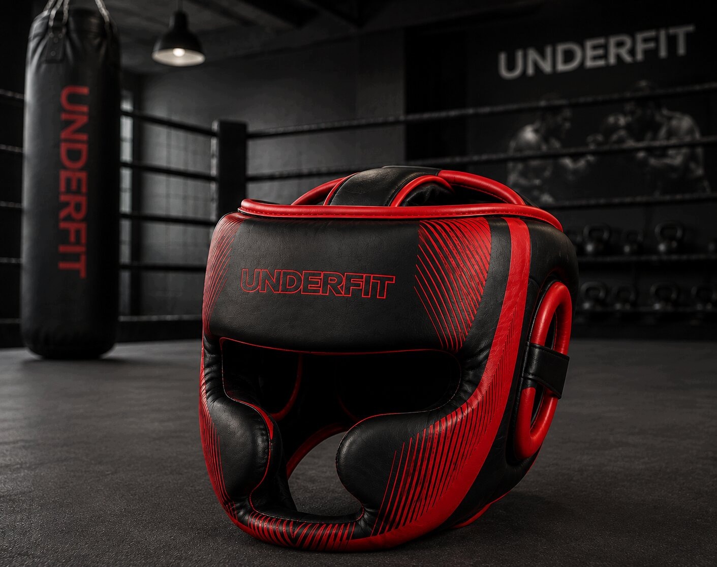 Kask bokserski UNDERFIT Core czerwony S – Ochrona i komfort podczas treningu
