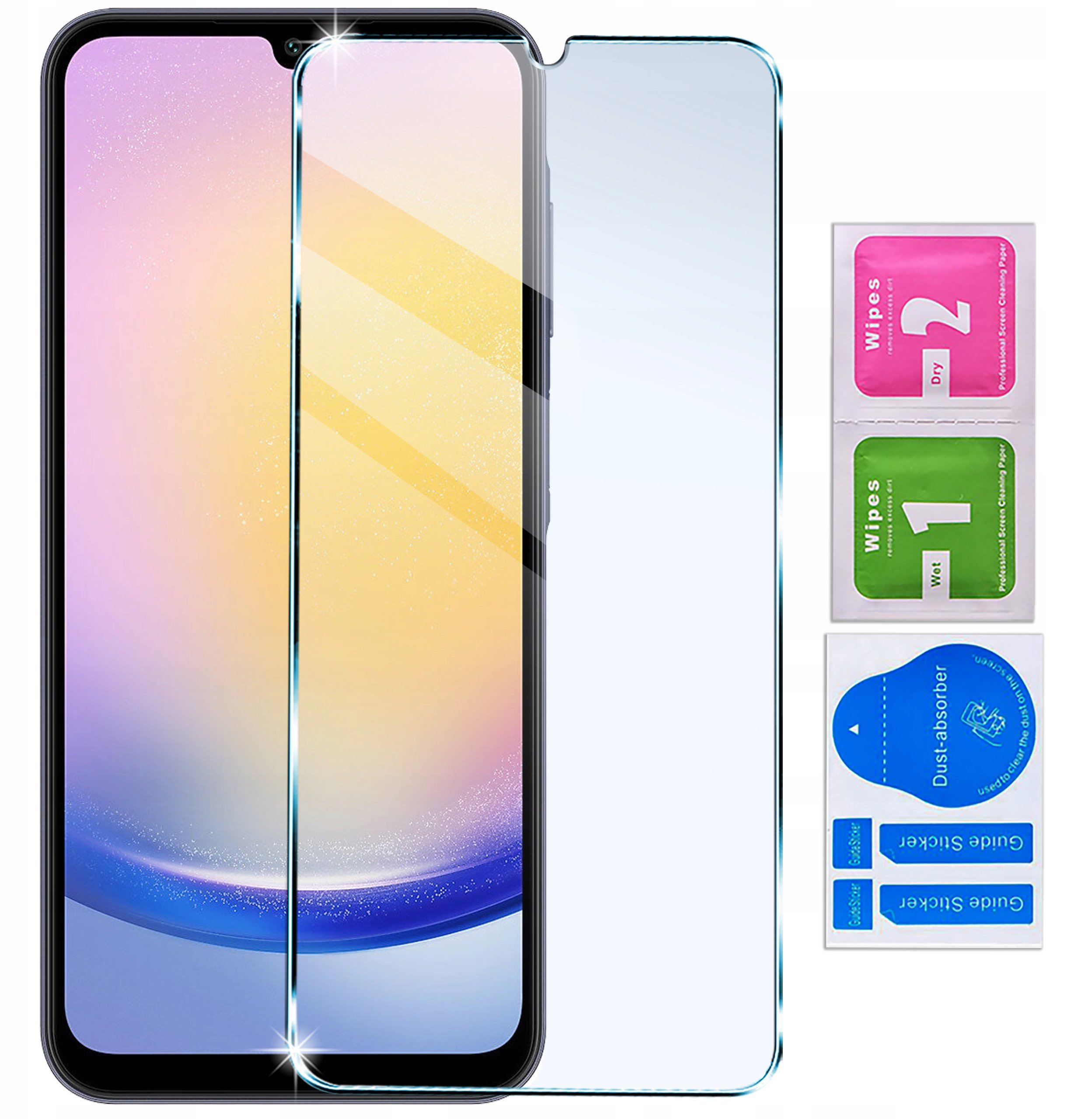 Zestaw zawiera szkło hartowane 9H i akcesoria do czyszczenia