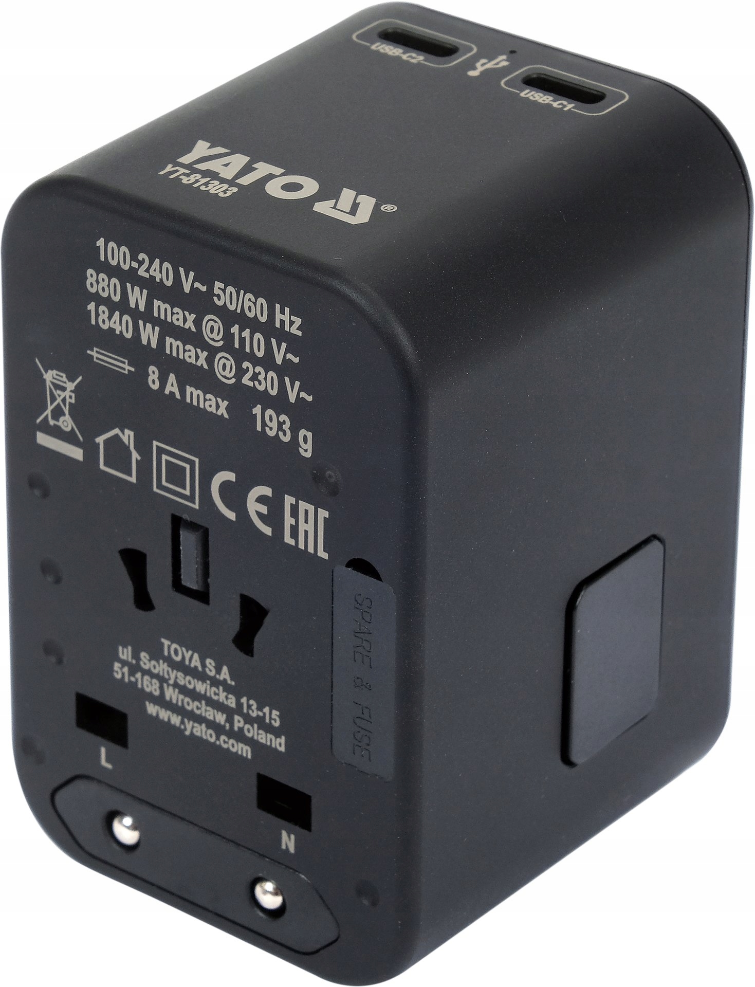 Yato YATO ADAPTER PODRÓŻNY UNIW. USB / USB-C 65W – Idealne rozwiązanie do ładowania w podróży