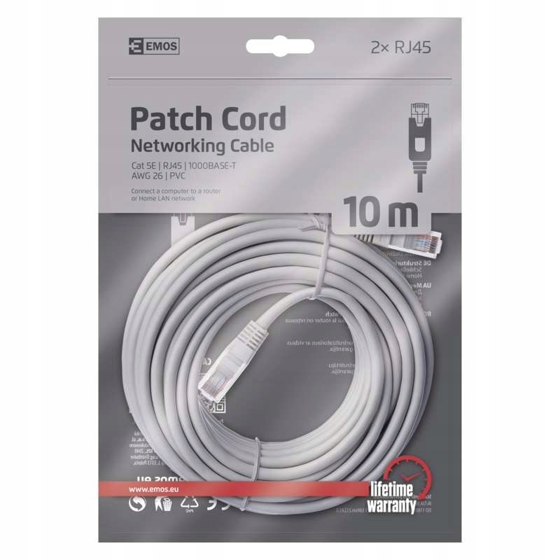 Emos Patch kabel UTP Emos S9126 Cat5e, 10m – Idealne połączenie dla Twojej sieci