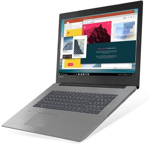 Lenovo Ideapad 330 (17), right top angle view, open.