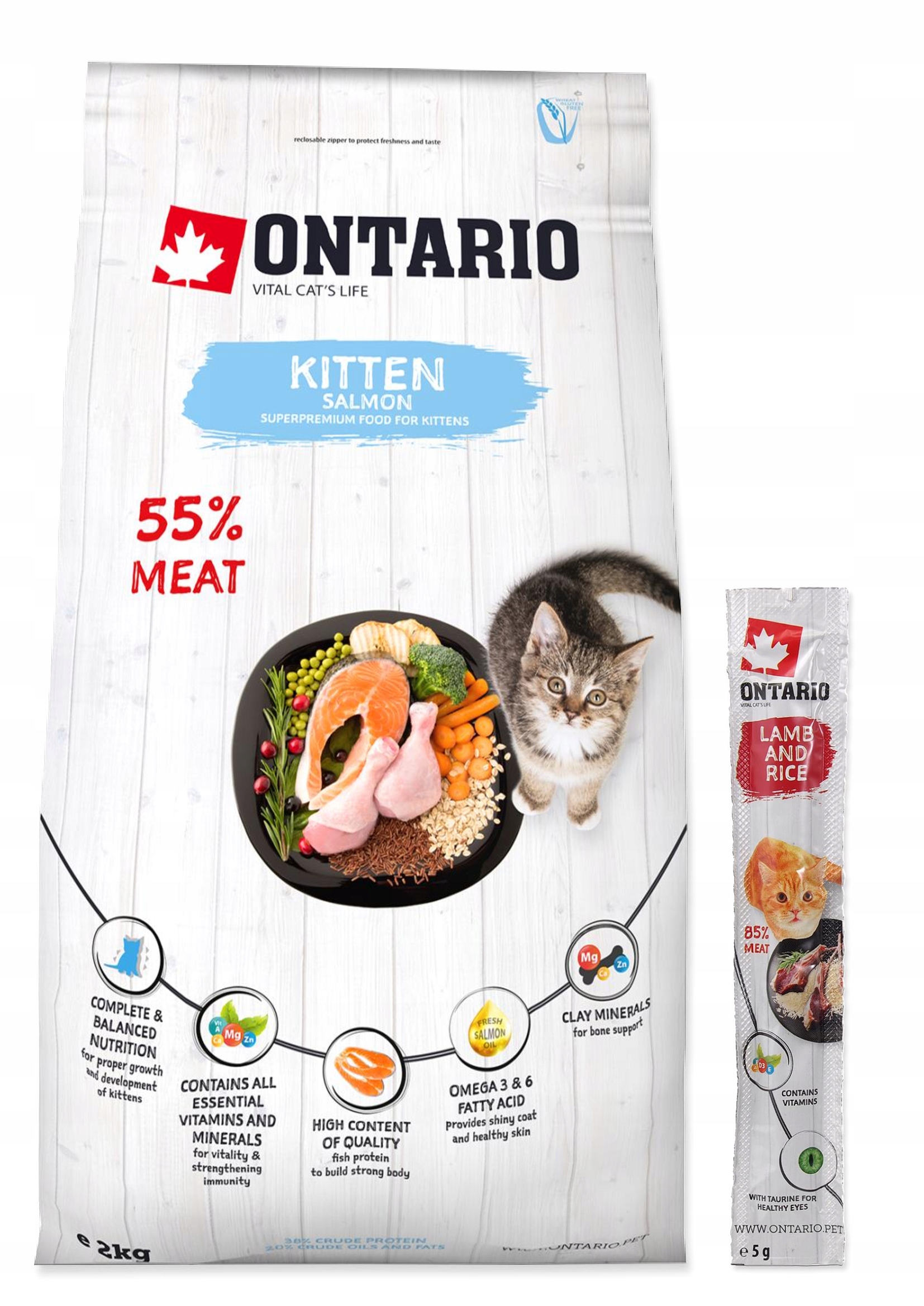 Ontario Kitten lašiša 2kg – Doskonała karma dla kociąt