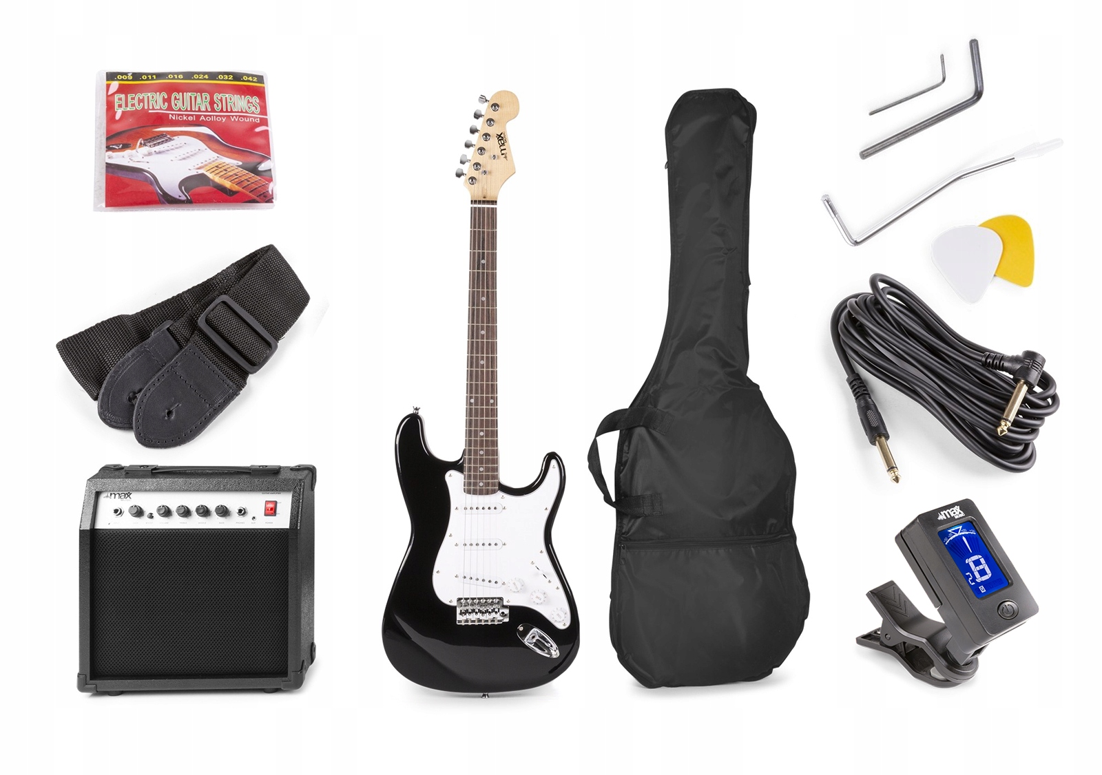 Zestaw: Gitara elektryczna Gigkit Max czarna – Idealny dla początkujących muzyków