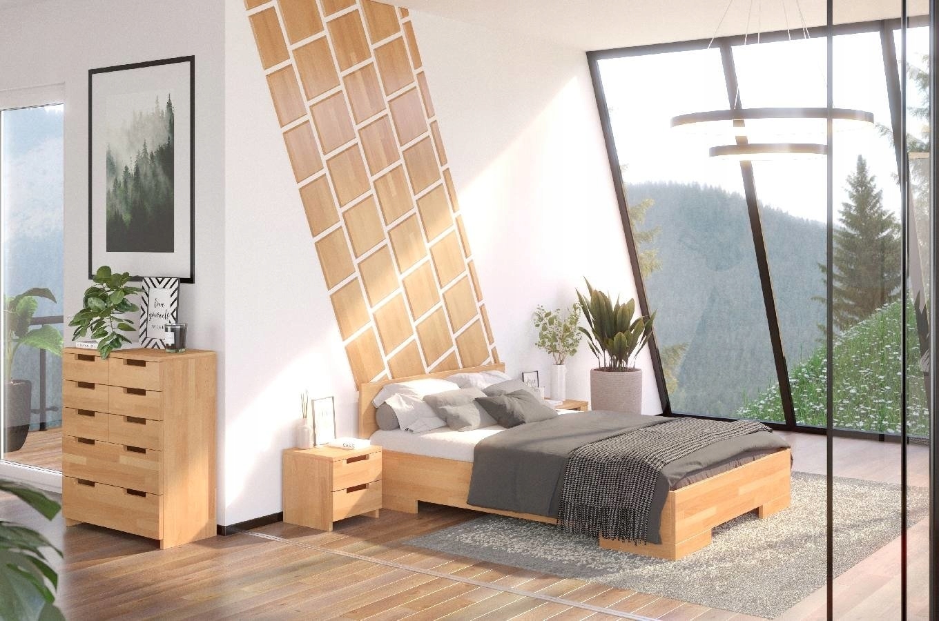 Łóżko SPECTRUM MAXI ST bukowe 200x200 – Elegancja i funkcjonalność w Twojej sypialni
