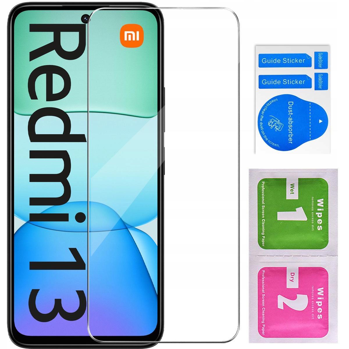 Zestaw zawiera etui, szkło hartowane i akcesoria do czyszczenia