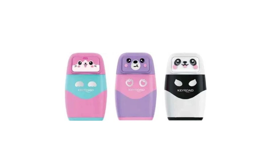 Temperówka plastikowa Bounce Buddies – Podwójna z pojemnikiem w mixie kolorów