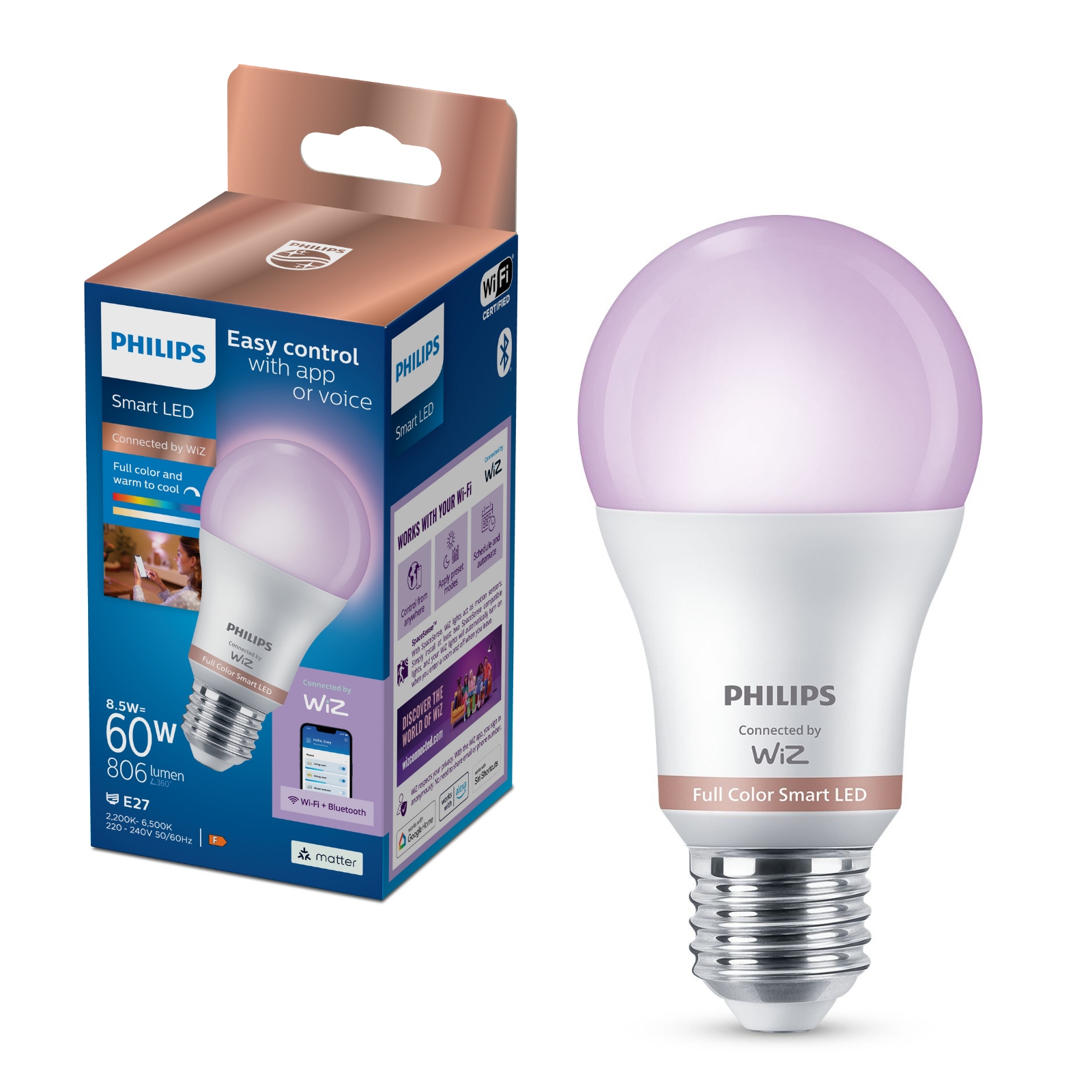 Philips WiZ LED Smart Bulb 60 W E27 RGB – Inteligentne oświetlenie dla Twojego domu