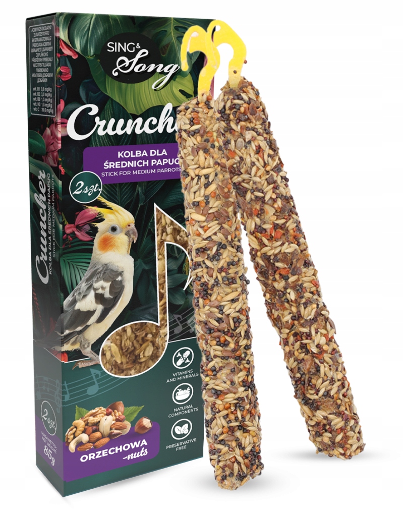SING&SONG Cruncher dla średnich papug 85g – Smakowita przekąska orzechowa