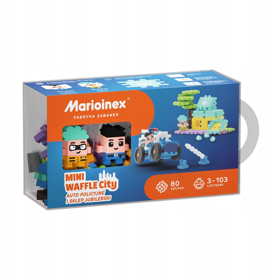Klocki konstrukcyjne Waffle mini - Auto policyjne i sklep jubilerski Marioinex