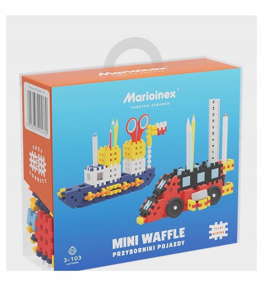 Klocki konstrukcyjne Mini Waffle - Przyborniki pojazdy 140 elementów od Marioinex