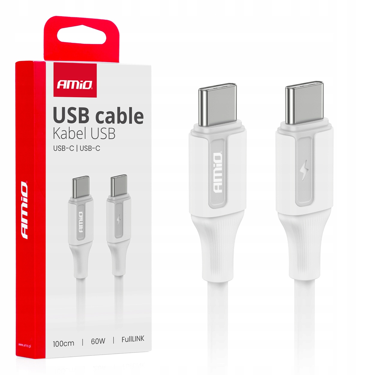 Kabel do ładowania USB-C - USB-C 60W 100cm FullLINK AMIO-03920 – Wydajność i wszechstronność w jednym