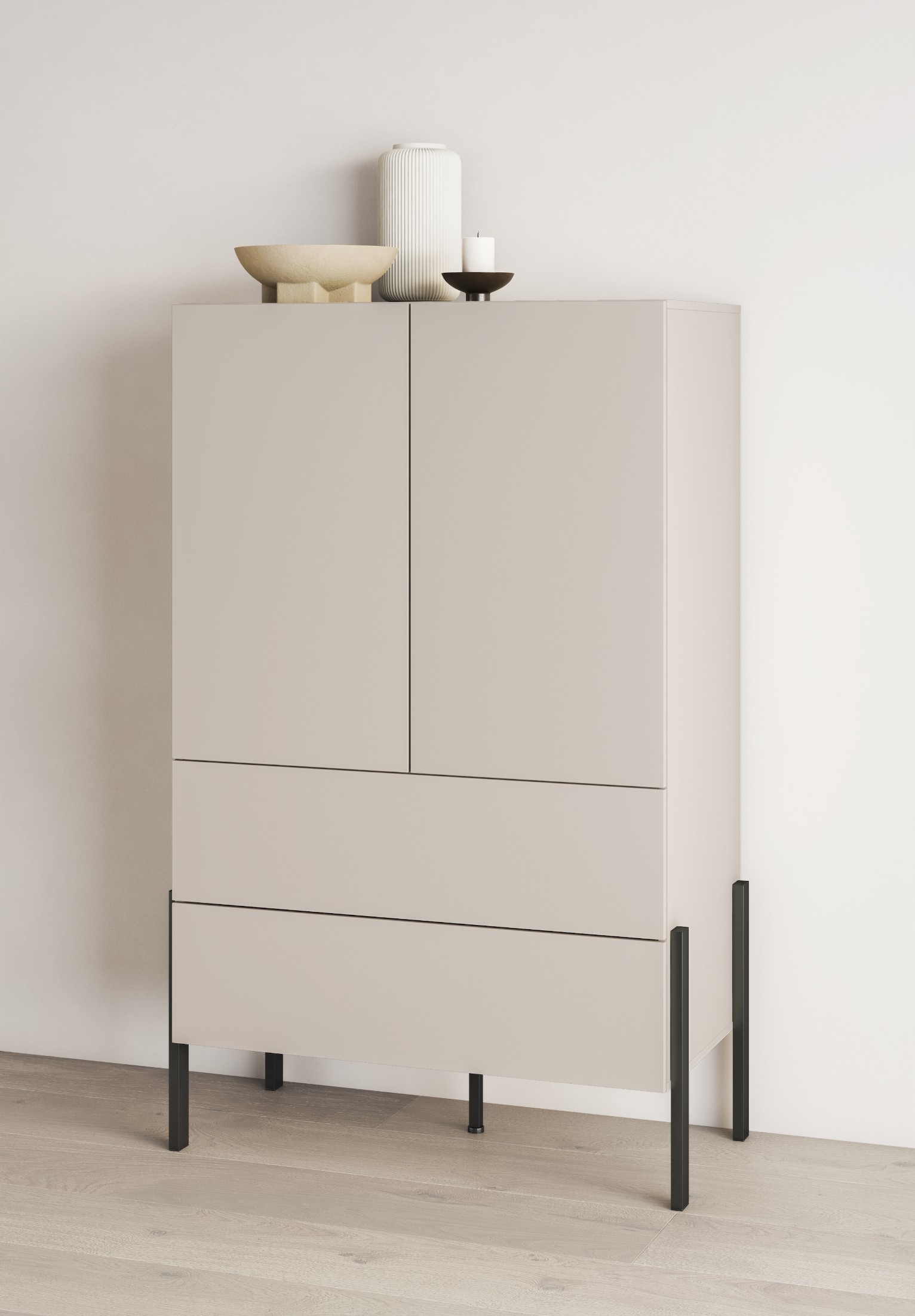 Komoda wysoka JUKON 2D2S 90cm kaszmirowa – Elegancja i funkcjonalność w Twojej sypialni