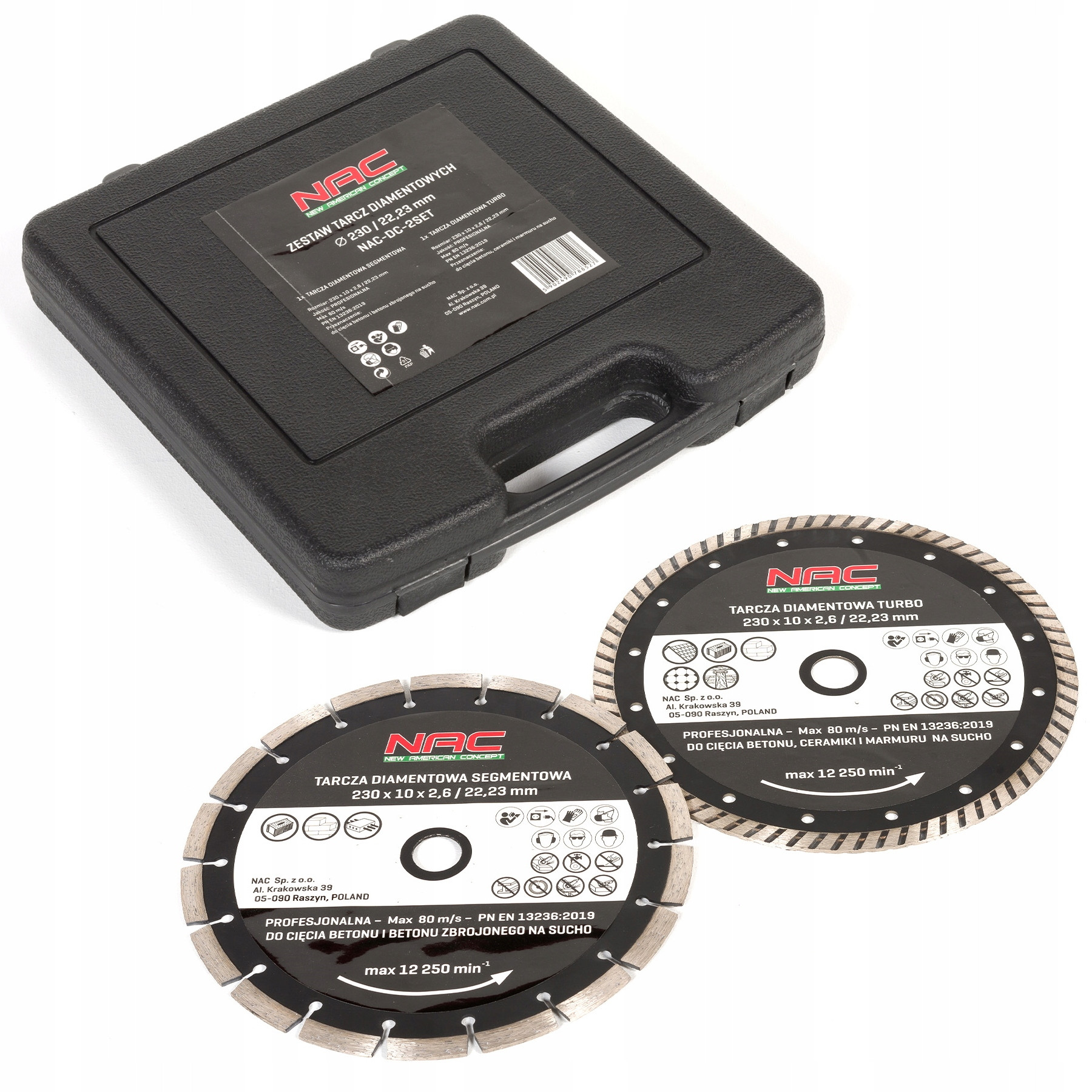 NAC Tarcze diamentowe NAC DC-2SET 230 mm do betonu – Wydajność i precyzja cięcia