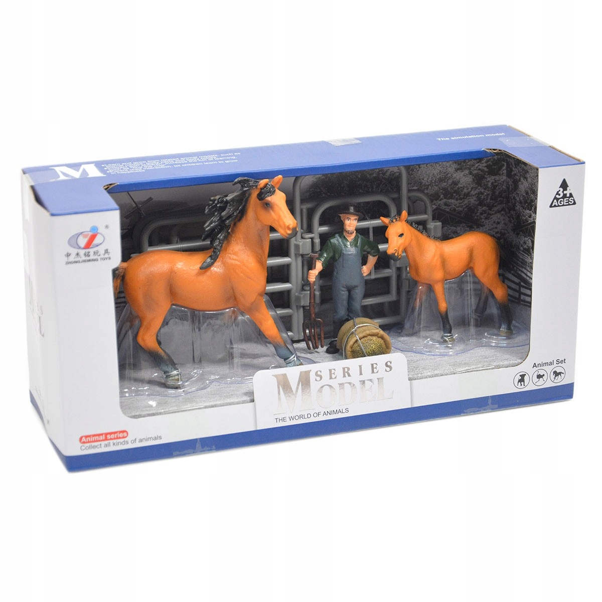 Zestaw zawierający 2 konie i jeźdźca