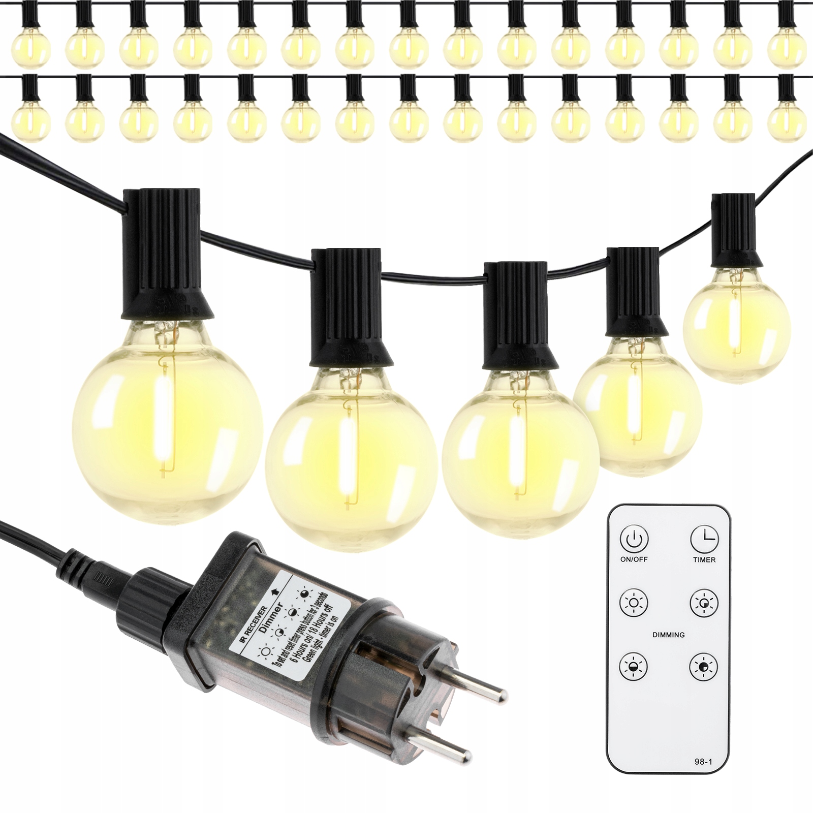 Girlanda Ogrodowa Zewnętrzna Łańcuch Świetlny 15,2m 30x LED Ozdobne Kuleczki 3000K + Pilot DOLLIS LUMILED – Idealna dekoracja do ogrodu