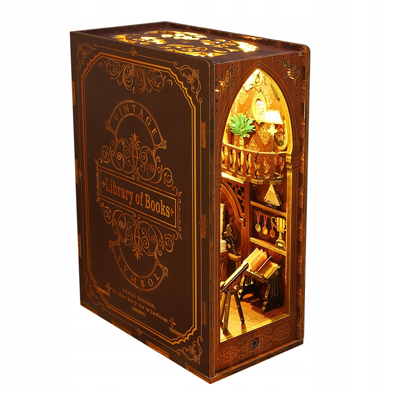 DIY Drewniane PUZZLE 4D OŚWIETLENIE BIBLIOTEKA PODPÓRKA NA PÓŁKĘ DO KSIĄŻEK – Kreatywna zabawa dla każdego