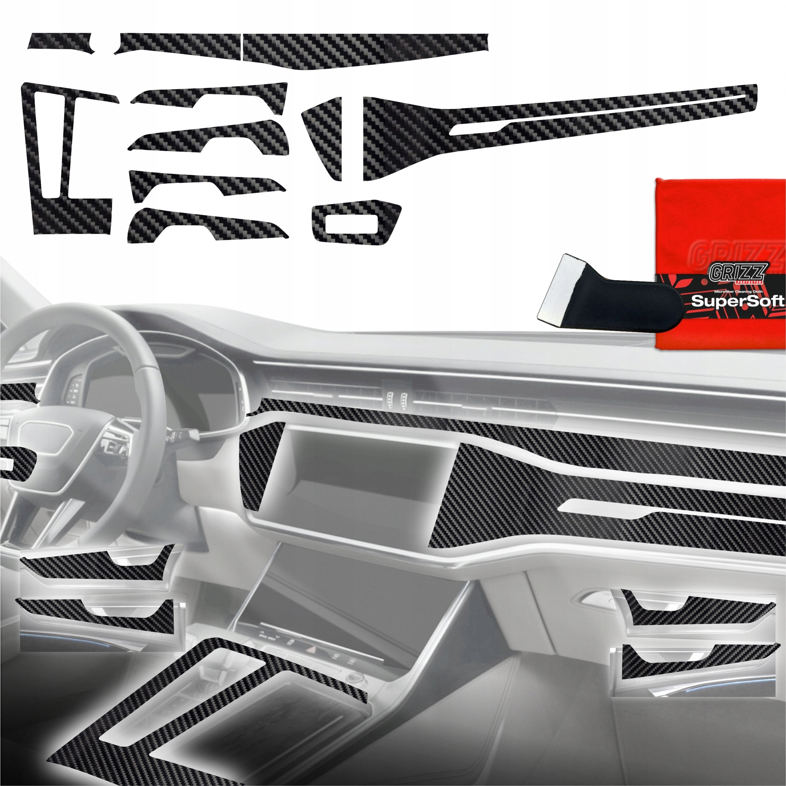 Folia do wnętrza GrizzGlass PianoSkin Glossy do Audi A6 C8 (2018-2024) – Idealna ochrona i styl