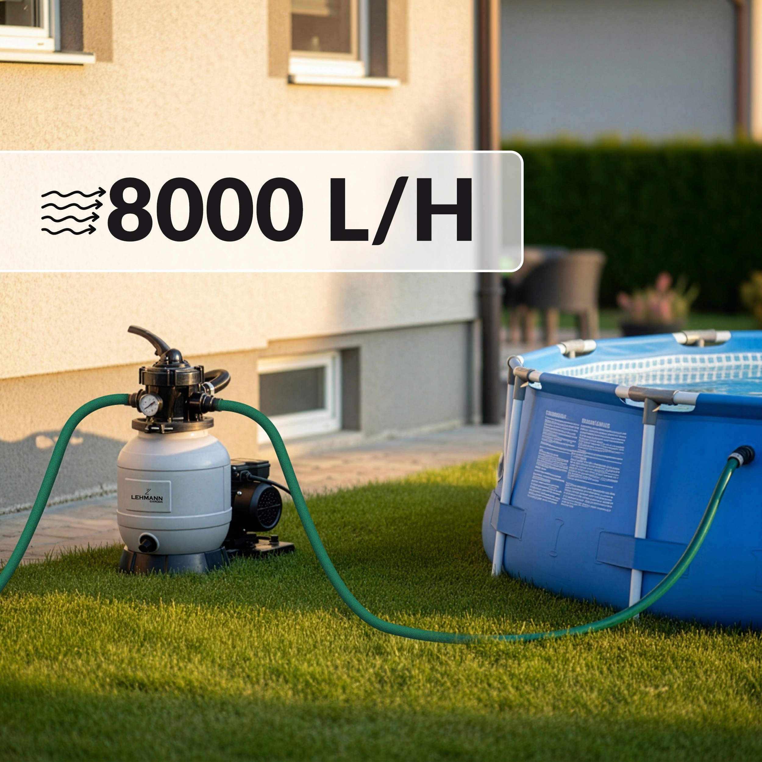 POMPA FILTRUJĄCA DO BASENU PIASKOWA 25000L WYDAJNA NA PIASEK KULKI 8000 L/H Waga produktu z opakowaniem jednostkowym 10.1 kg