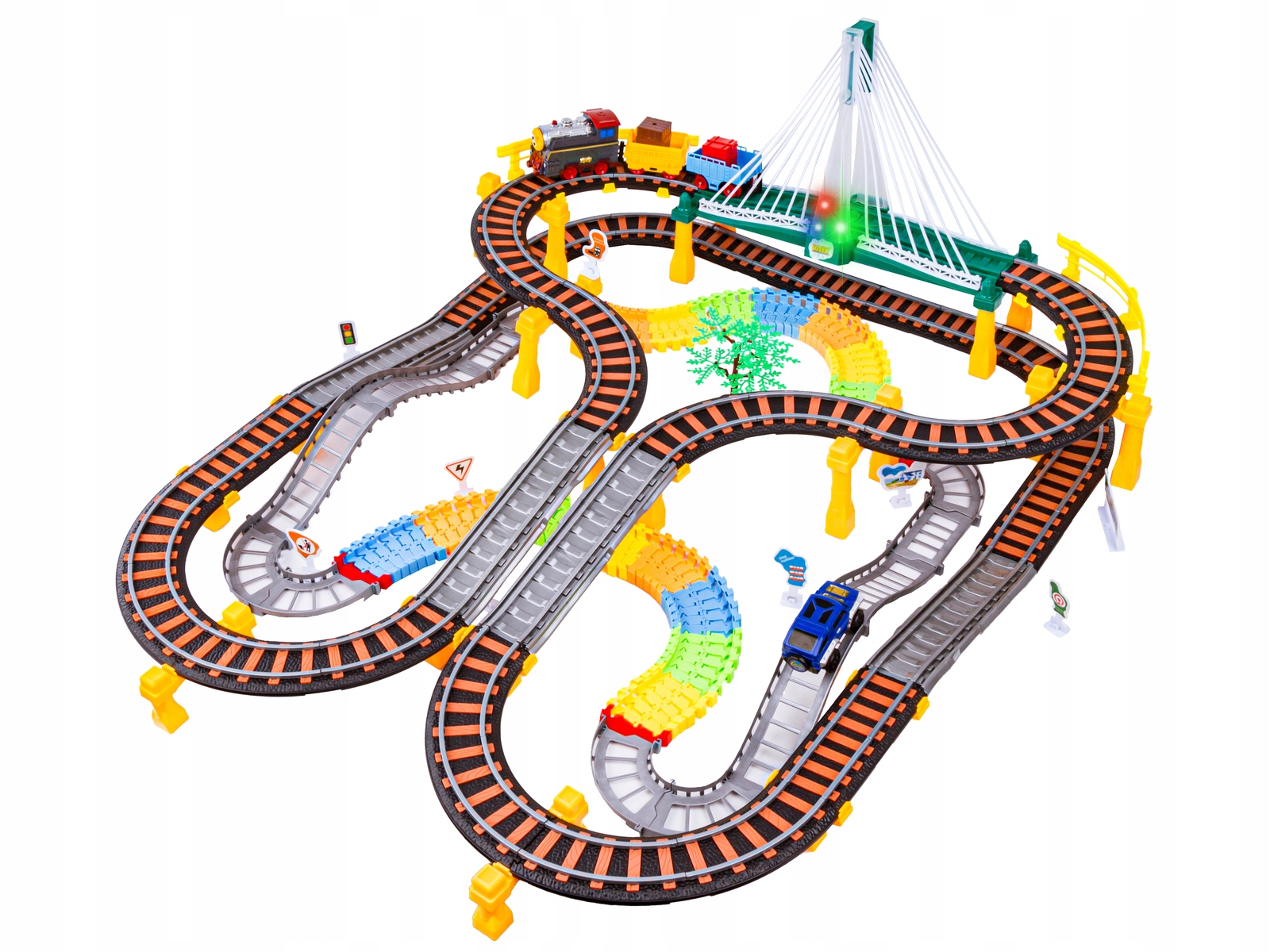 Kolejka 192el. 2w1 Duży Tor Samochodowy Wyścigowy, Elastyczny – Niezapomniana zabawa dla dzieci