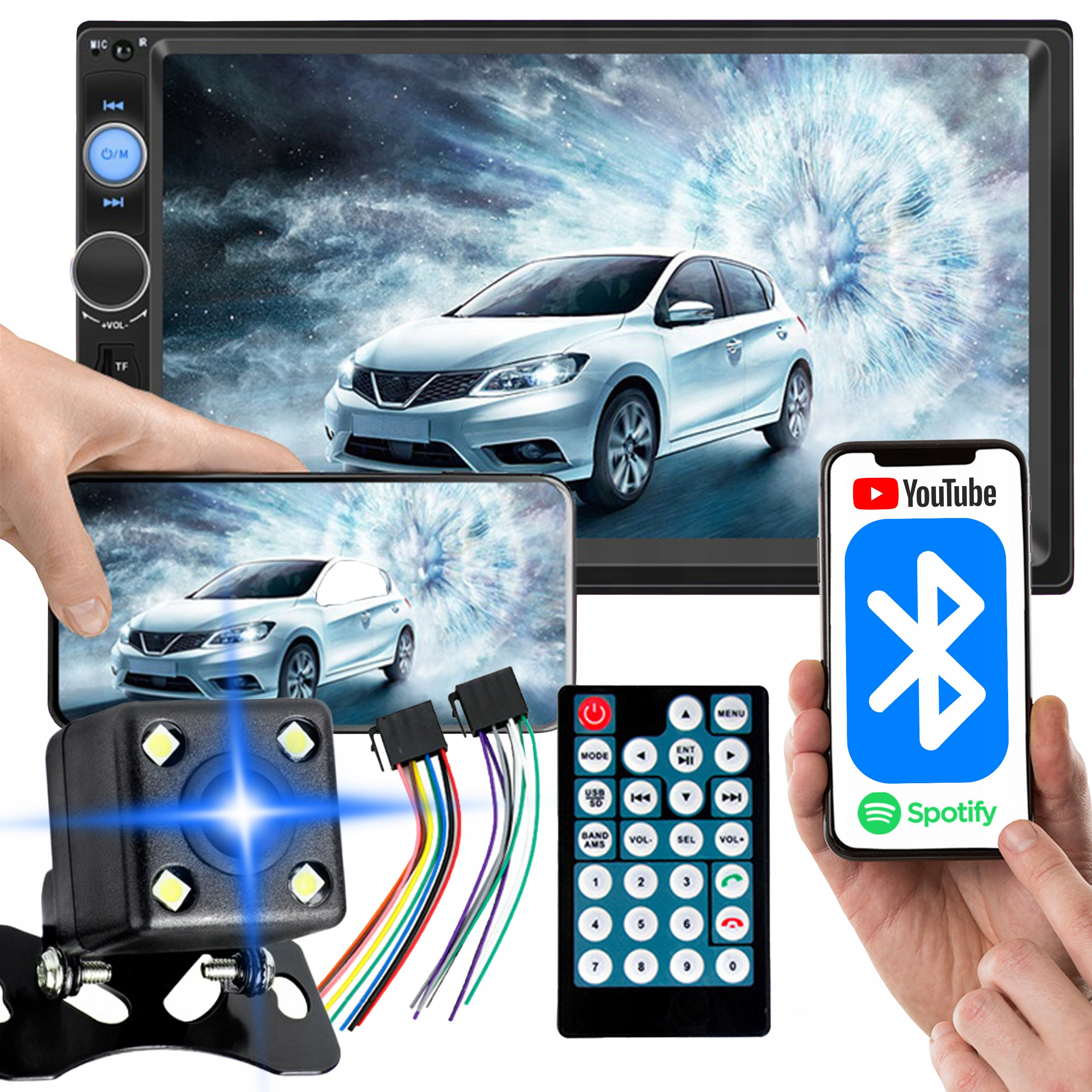 Radio Samochodowe Bluetooth 2 DIN 7