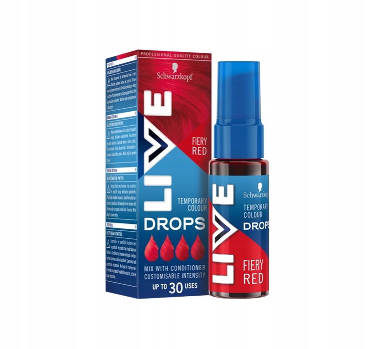 SCHWARZKOPF LIVE DROPS – Zmywalna farba do włosów Fiery Red 30ml