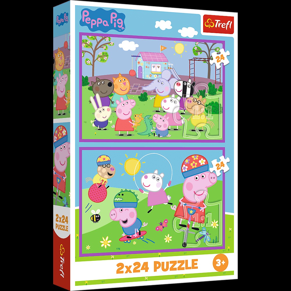Puzzle 2x24 Peppa na placu zabaw – Radość z układania dla najmłodszych