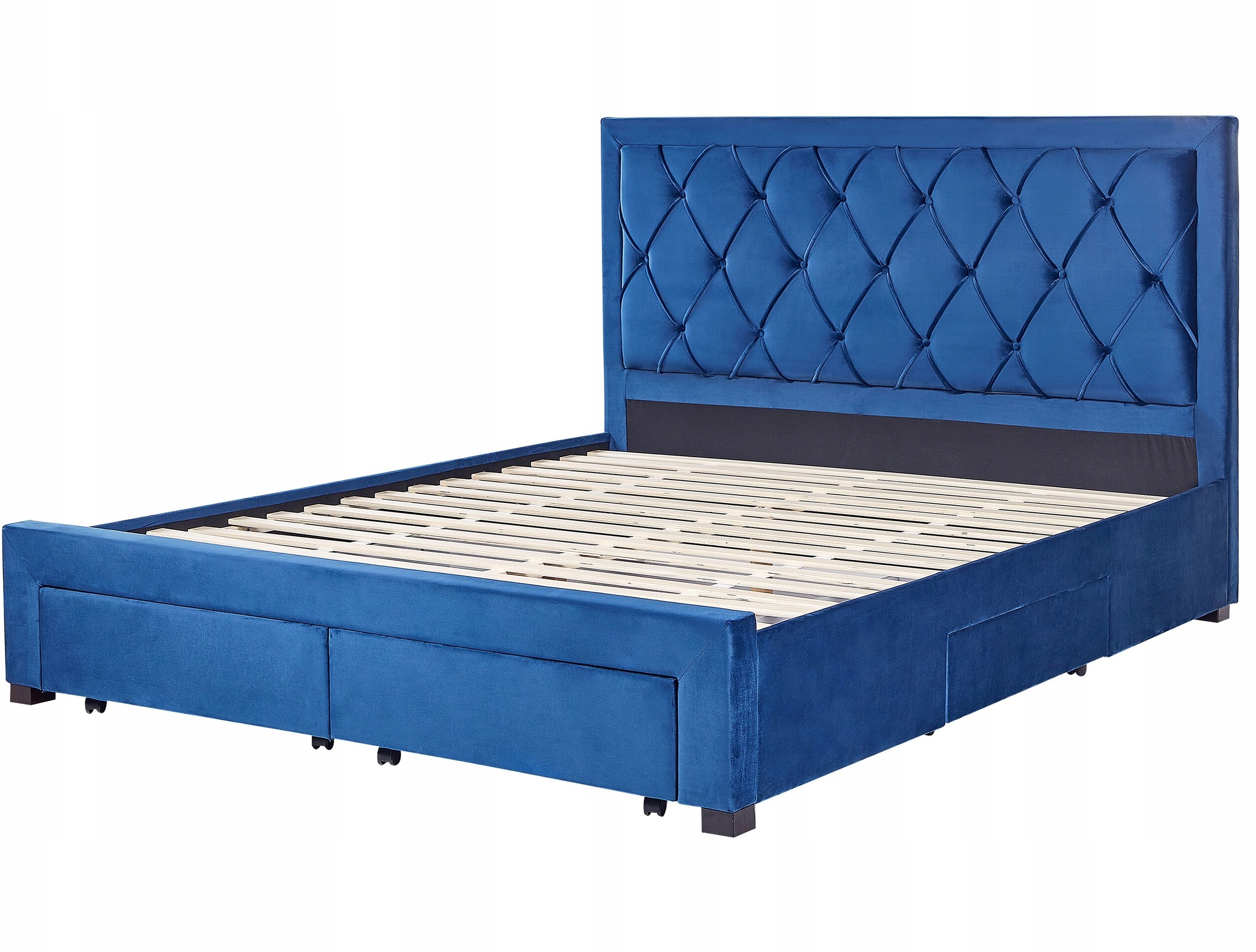 Łóżko z szufladami welurowe 180 x 200 cm niebieskie LIEVIN – Luksus i komfort w Twojej sypialni
