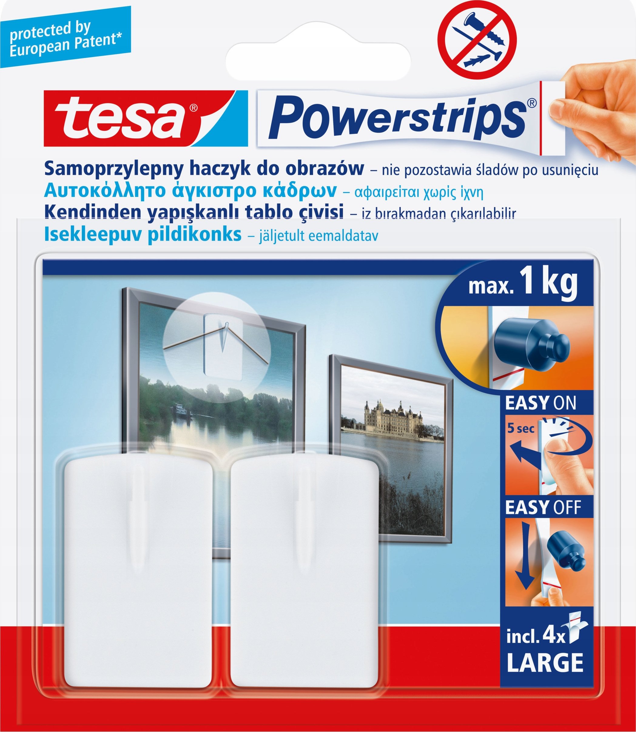 Tesa TESA 58031-00020-20 – Wieszaki samoprzylepne do zdjęć w kolorze białym