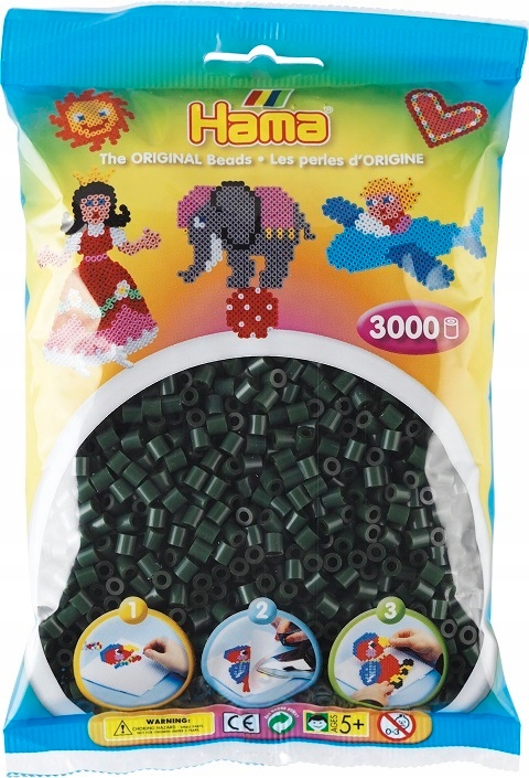 Koraliki Hama MIDI 3000 sztuk - Ciemno Zielone do kreatywnej zabawy