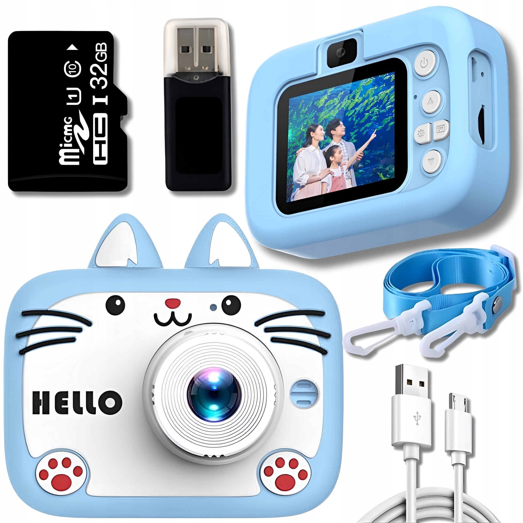 Aparat Cyfrowy Fotograficzny dla Dzieci – Różowy Kotek 40 Mpx