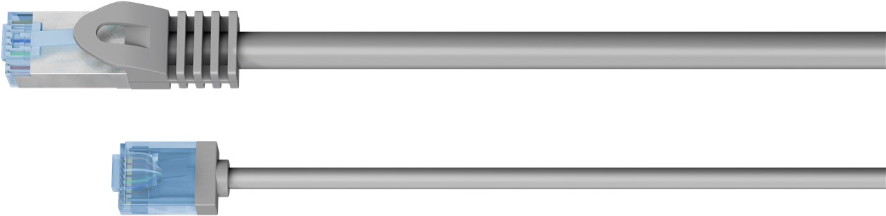 Supercienki kabel LAN z krótkimi złączami RJ45