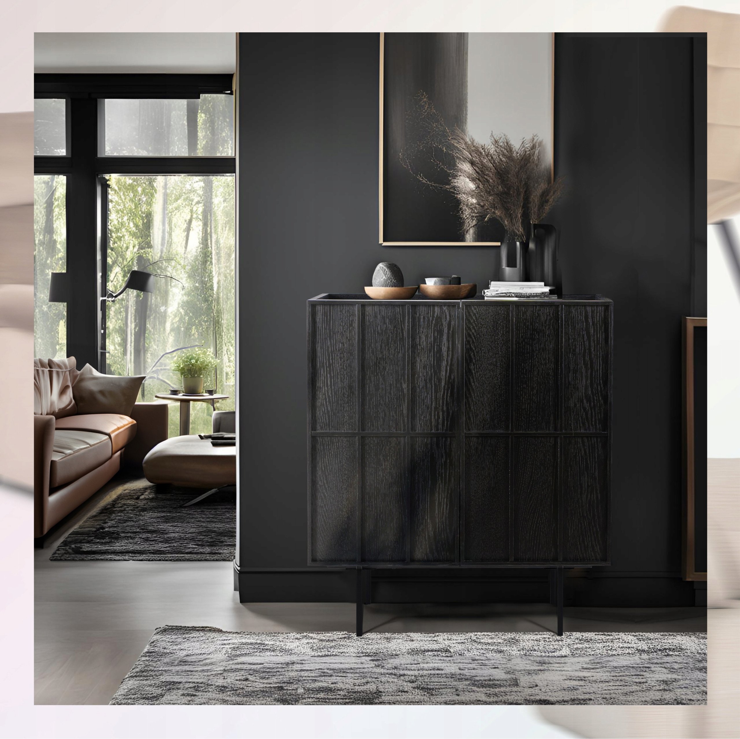 Komoda Mała 80 cm Czarna Loft NAMBINO – Nowoczesny element do Twojego wnętrza