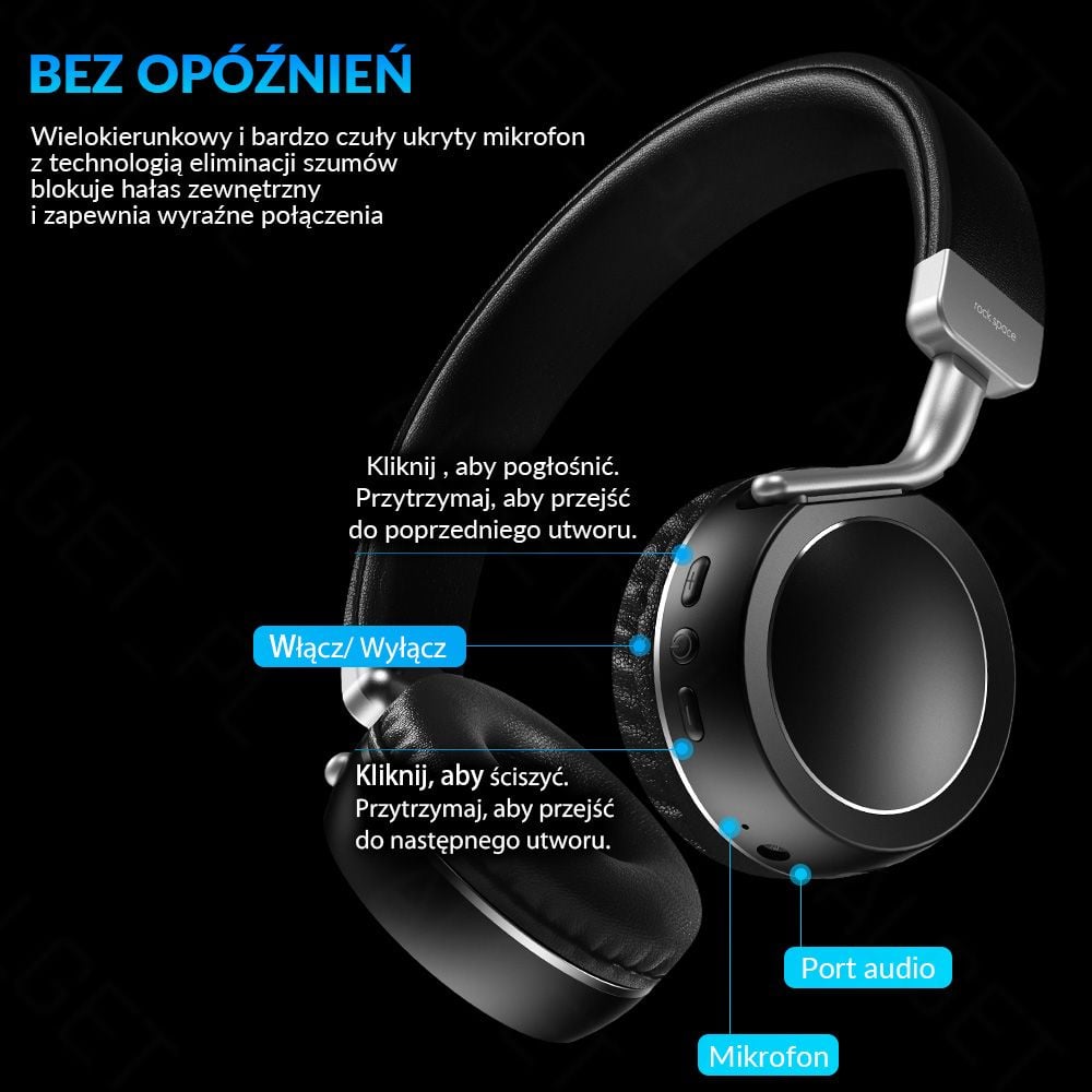 ROCK SPACE S9 Bezprzewodowe słuchawki nauszne HiFi