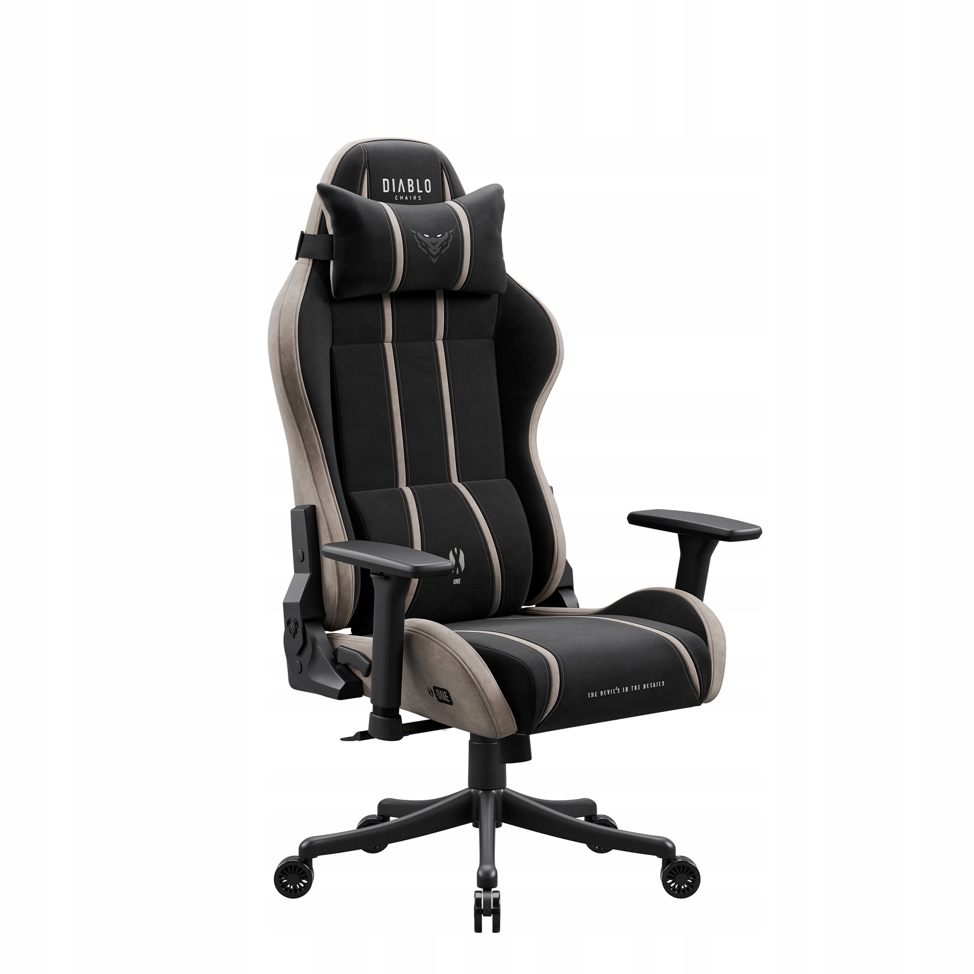 Fotel gamingowy materiałowy czarno-beżowy Diablo X-One 2.0 Camel Black Small – Komfort i styl dla młodych graczy