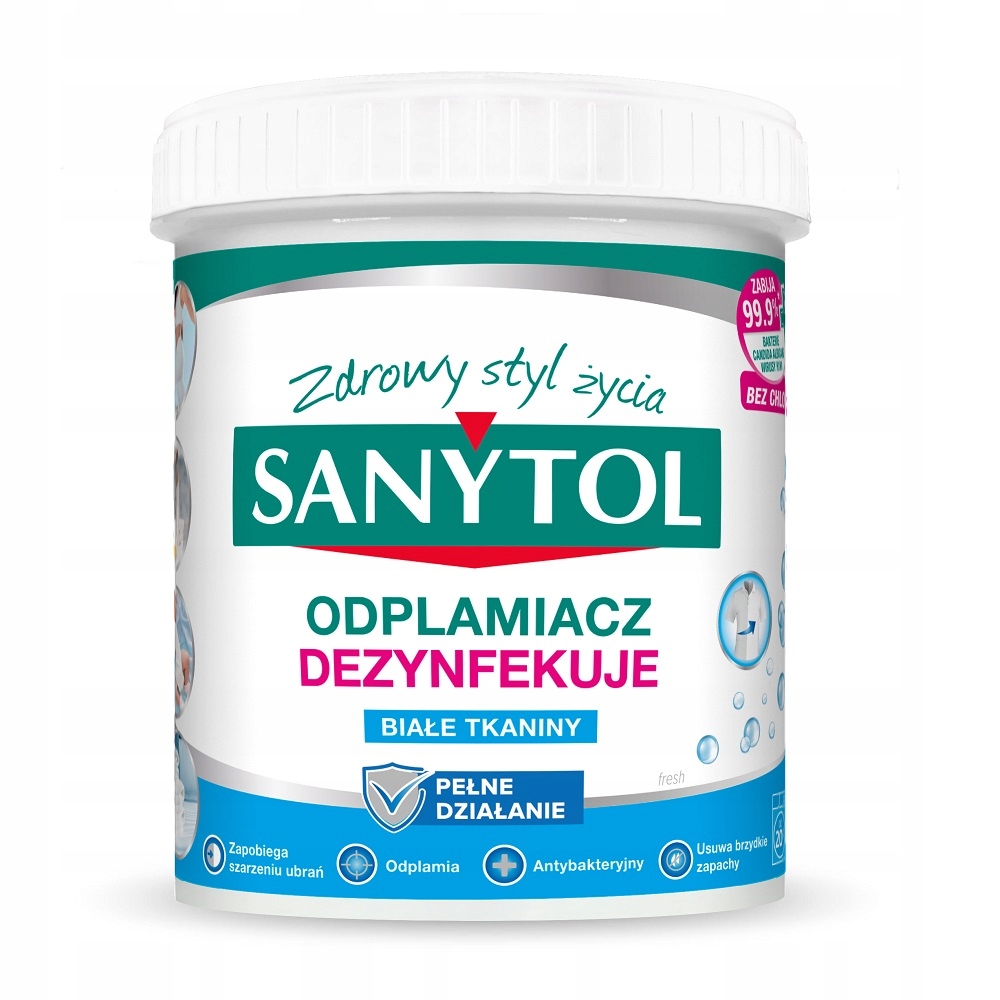 Odplamiacz dezynfekujący w proszku do białego 450g