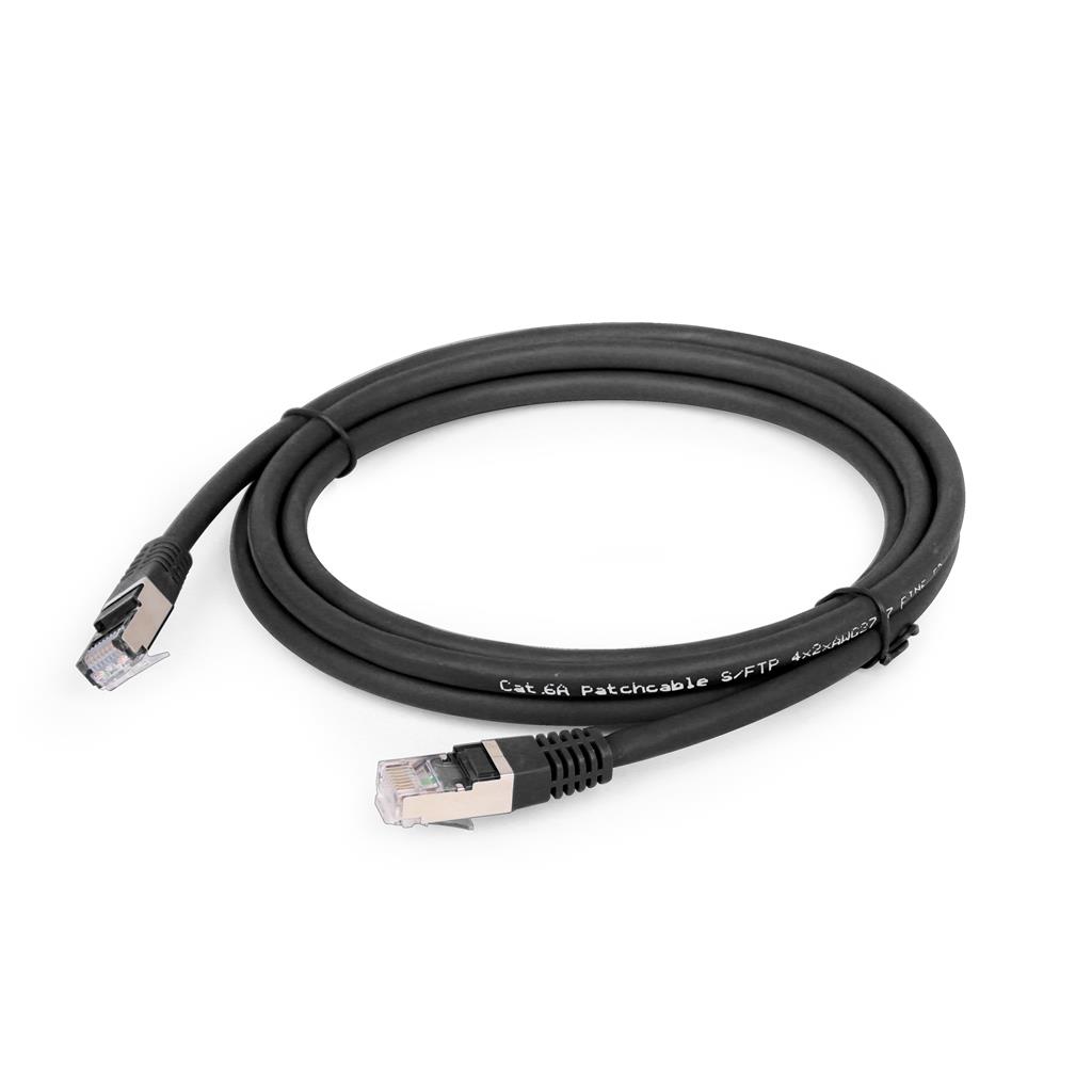 Kabel RJ-45/RJ-45, kat. 6A, S/FTP, czarny, 3m – Wysoka jakość połączeń sieciowych