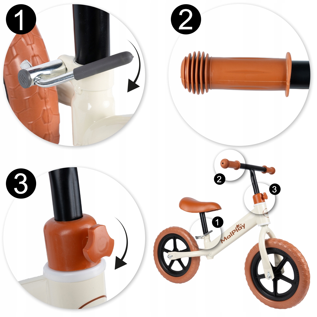 ROWEREK BIEGOWY ROWER DLA DZIECI LEKKI REGULOWANE KIEROWNICA I SIODEŁKO Maksymalna waga dziecka 35 kg