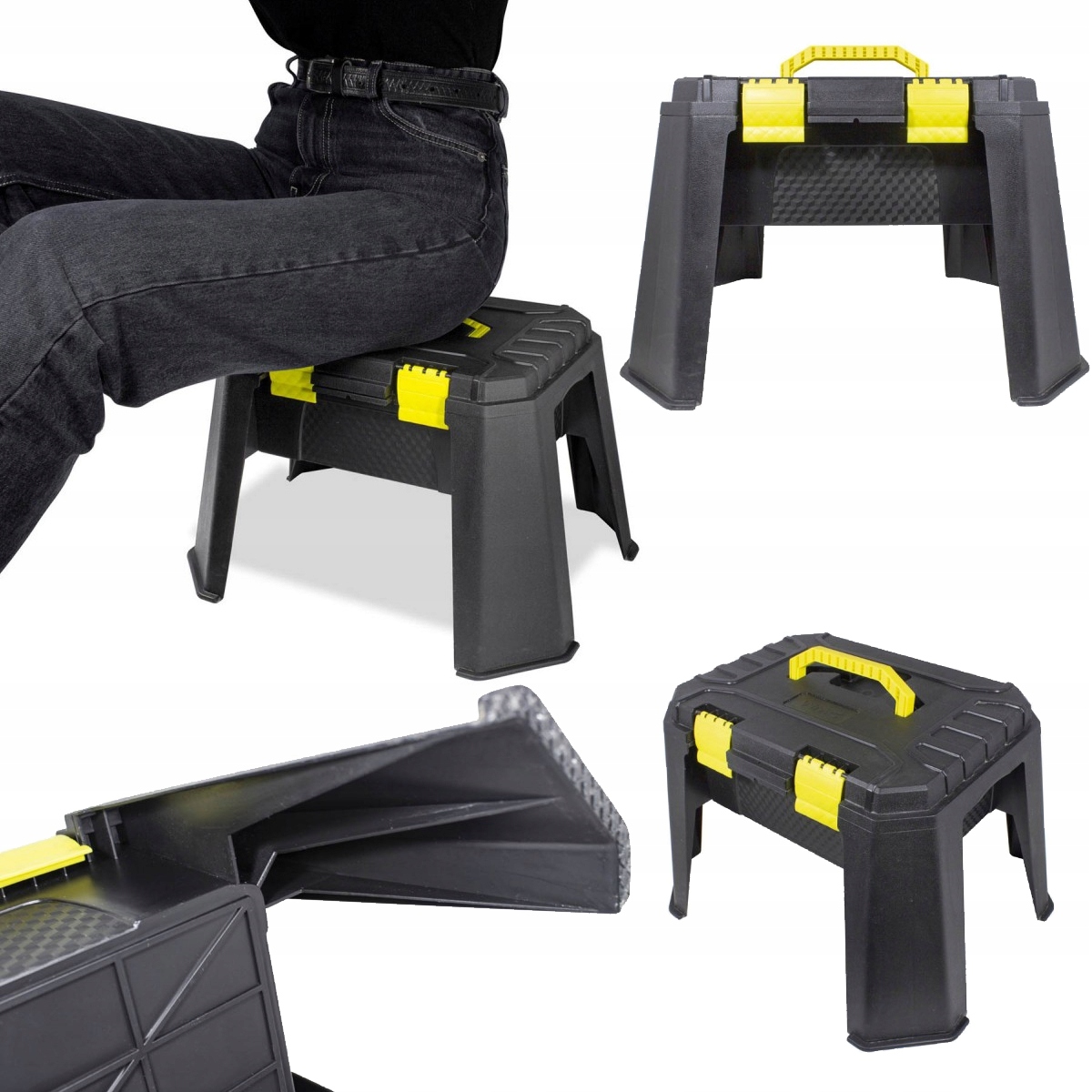 Skrzynka narzędziowa siedzisko stołek podnóżek 150kg WMC – Idealne rozwiązanie do ogrodu i warsztatu