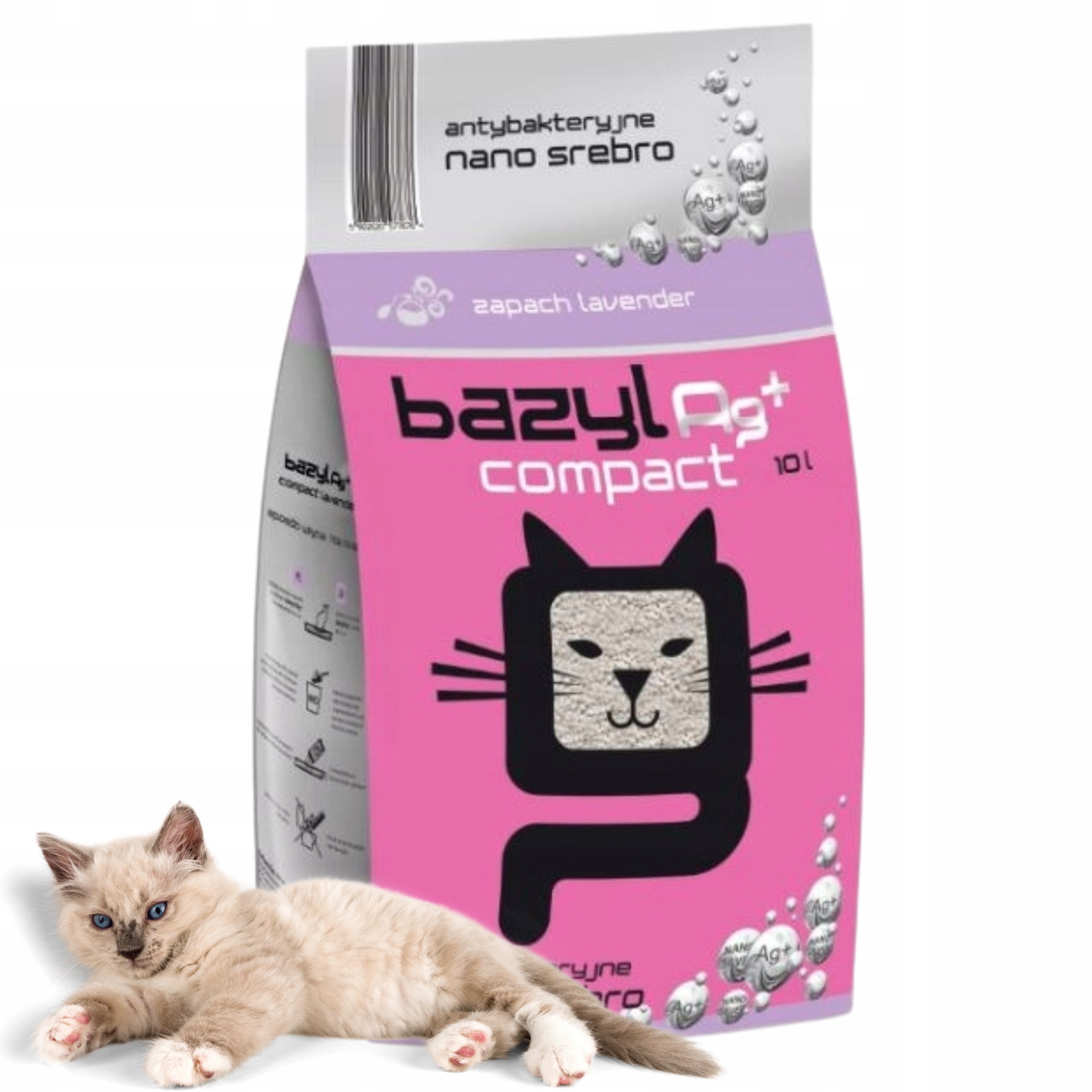 Bazyl Ag+ Compact Lavender 20l – Żwirek bentonitowy dla kota
