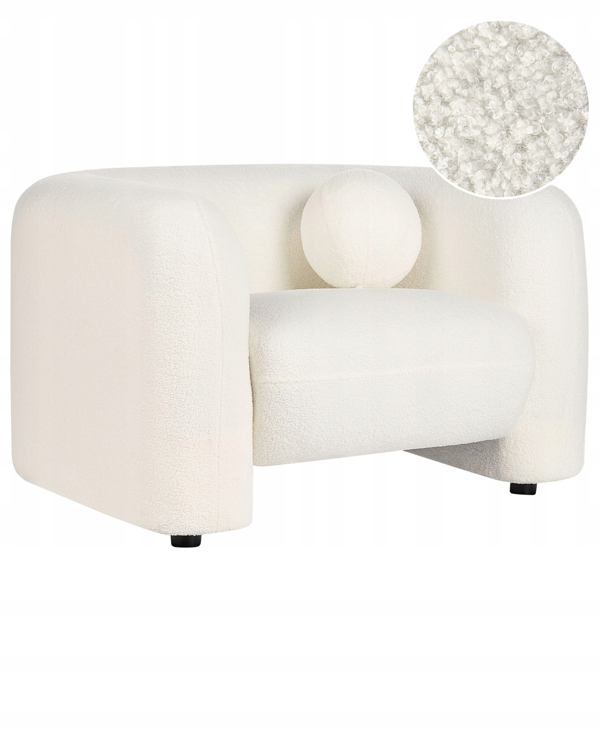 Fotel LEIREN Boucle Biały – Elegancja i komfort w Twoim wnętrzu