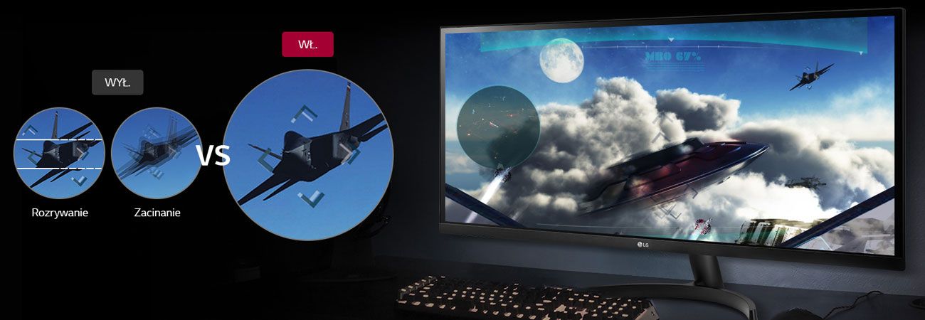 LG 34WK500-P Czystszy i pÅ‚ynniejszy obraz AMD FreeSync