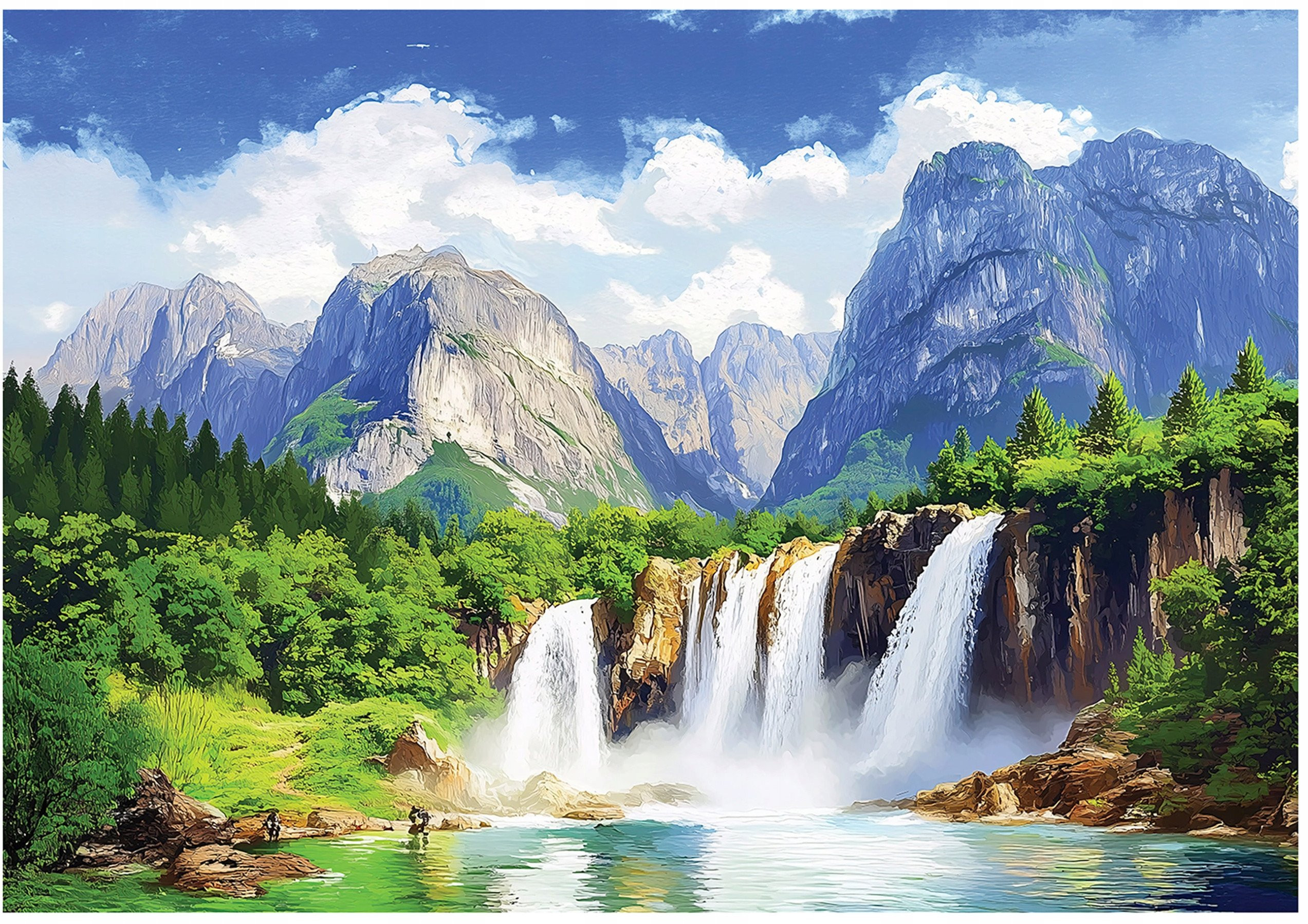 Fototapeta 3D Wodospad Góry Las Natura na Ścianę Sypialnia Salon 300x210