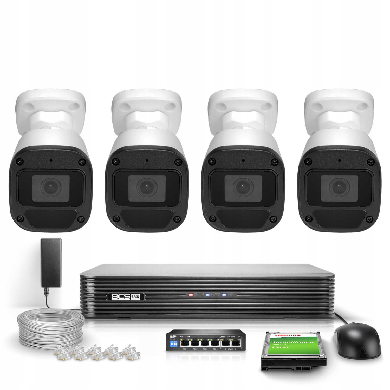 Zestaw monitoring firmy domu 4x BCS-B-TIP12FR3(2.0) Full HD IR 30m Mikrofon PoE – Kompleksowe rozwiązanie dla Twojego bezpieczeństwa