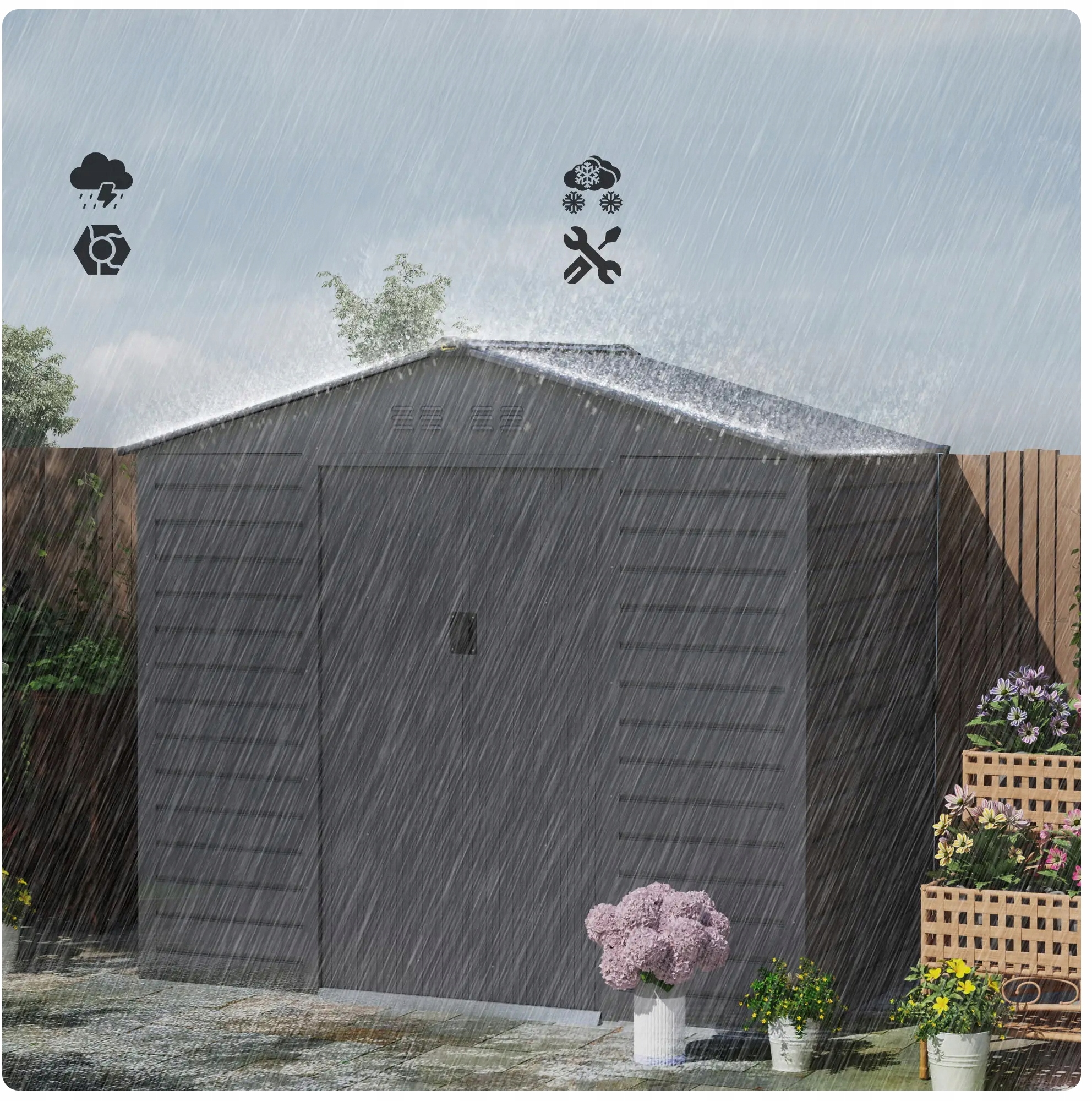 Domek Ogrodowy 213 x 131 x 192 cm Szary 2,43 m² – Idealne rozwiązanie do Twojego ogrodu