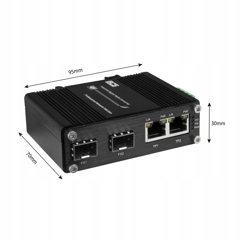 Niezarządzalny switch PoE z 2 portami RJ45 1Gbps