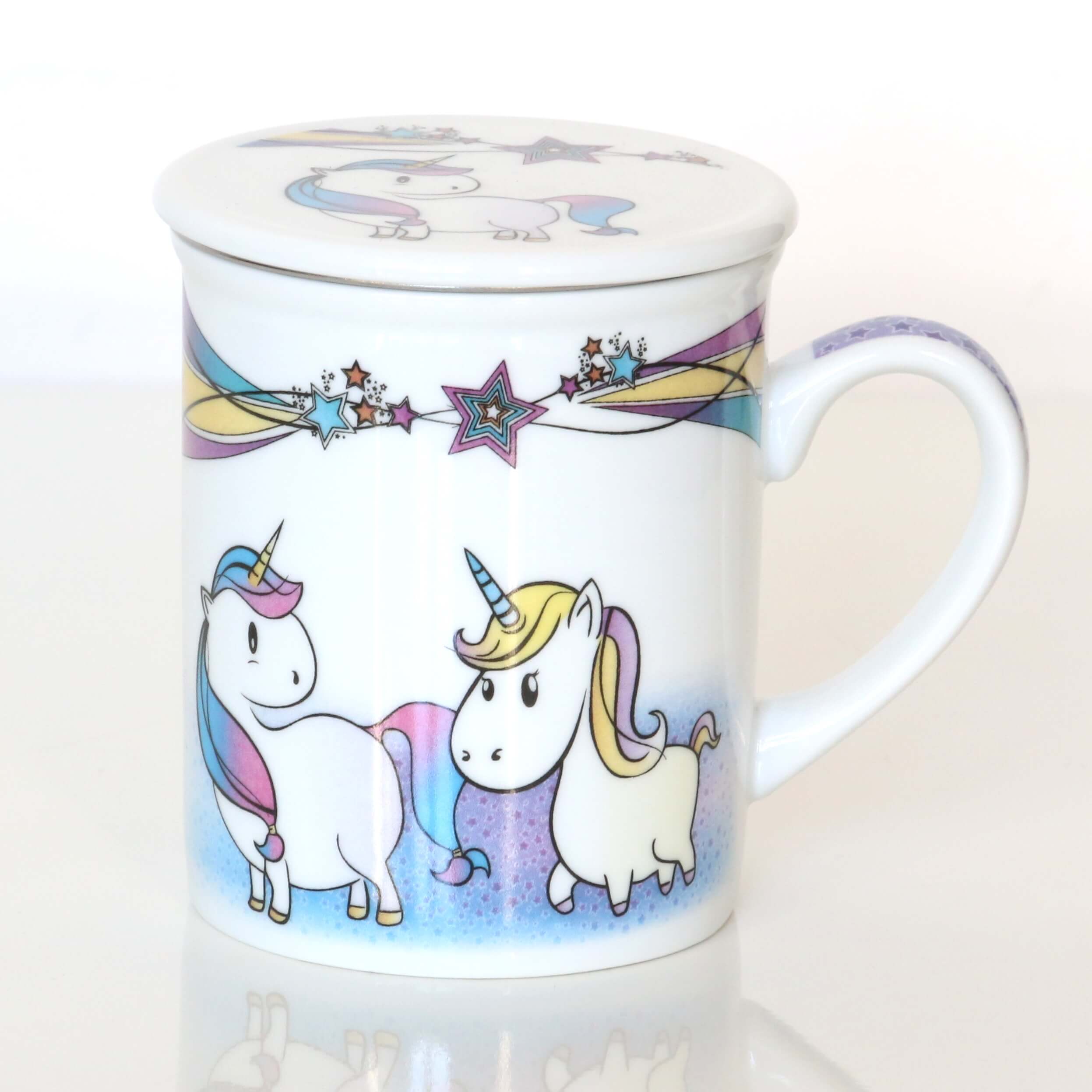 Porcelanowy kubek z zaparzaczem bajkowy motyw