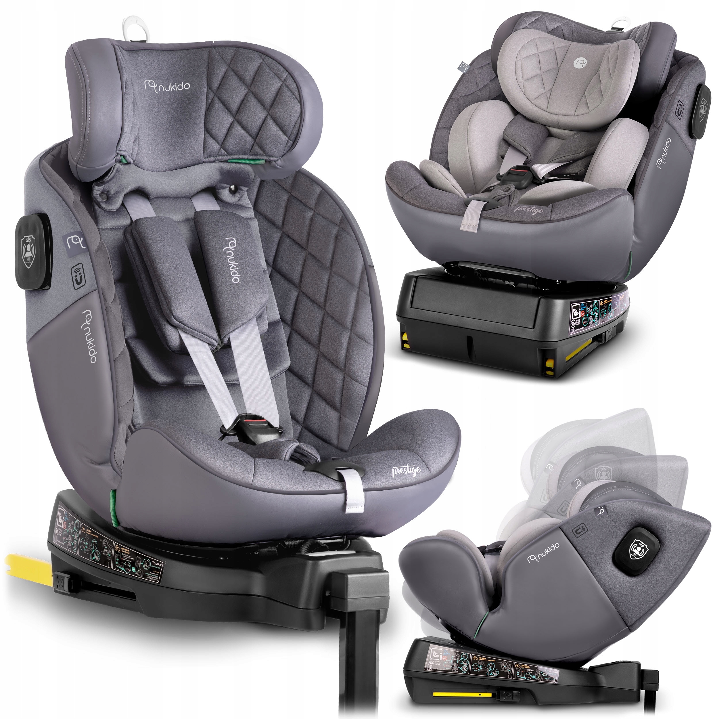 Fotelik samochodowy Prestige Line szary 0-36 kg ISOFIX – Bezpieczna podróż dla Twojego dziecka