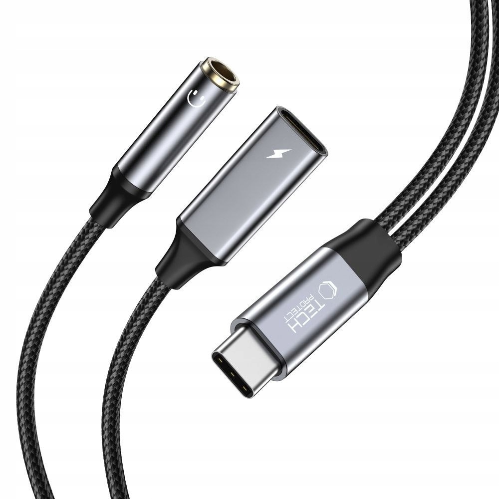 Złącza: USB-C (męski) i mini jack 3.5mm (żeński)