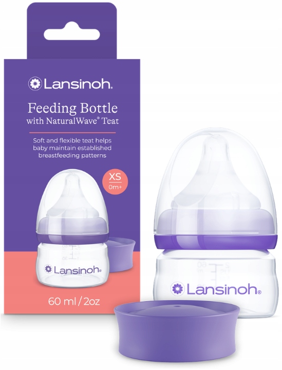 LANSINOH Butelka do karmienia 60ML + Smoczek NaturalWave XS – Idealne rozwiązanie dla Twojego maluszka