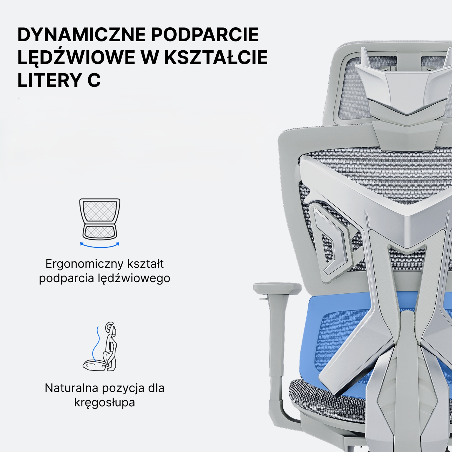 Dynamiczne podparcie lędźwiowe w kształcie litery C